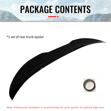 Fits 12-18 BMW F30 3-Series F80 M3 Sedan PSM Style Trunk Spoiler Lip Gloss Black