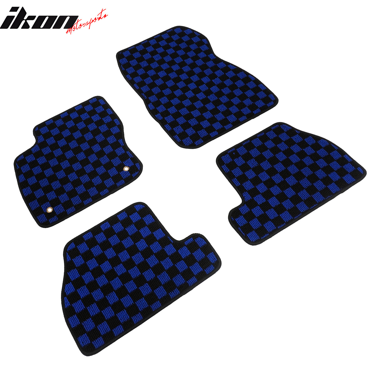 Fits 12-18 Ford Focus Anti-slip Floor Mats Checkered Carpets Black Blue Plaid