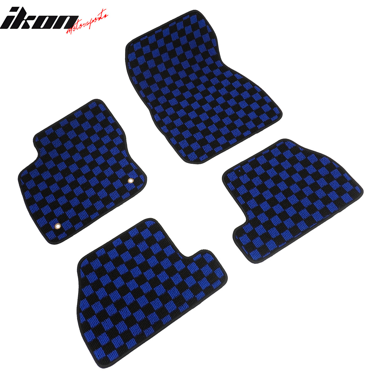 Fits 12-18 Ford Focus Anti-slip Floor Mats Checkered Carpets Black Blue Plaid