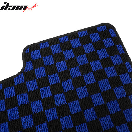 Fits 12-18 Ford Focus Anti-slip Floor Mats Checkered Carpets Black Blue Plaid