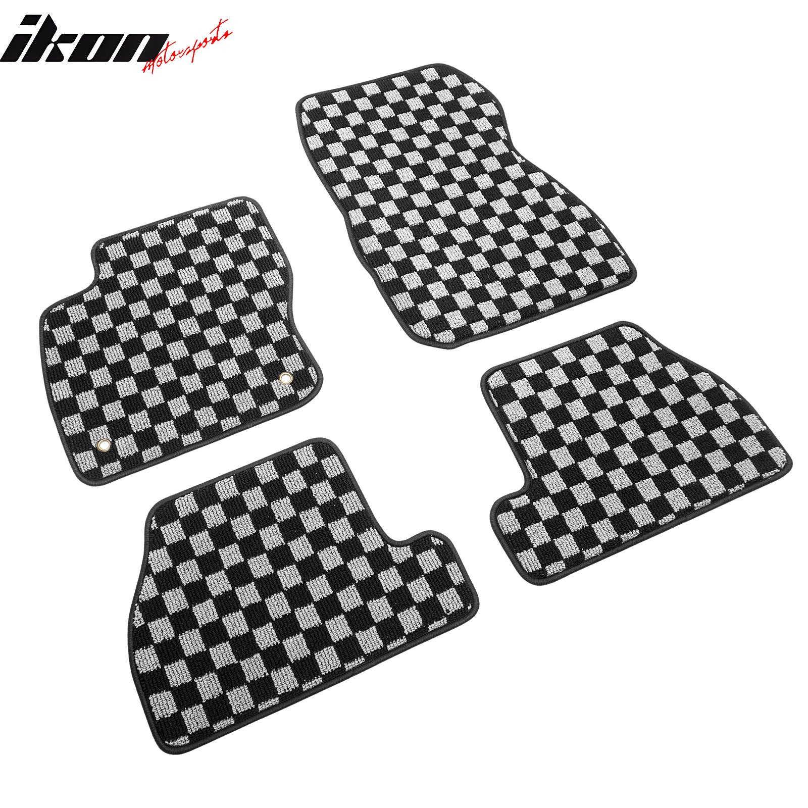 For 12-18 Ford Focus Sedan Floor Mats Non-Slip Carpet Checkered Black Gray Plaid