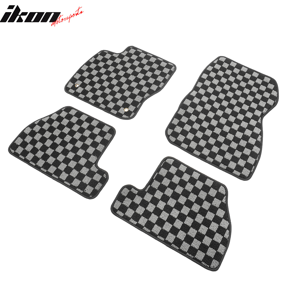 For 12-18 Ford Focus Sedan Floor Mats Non-Slip Carpet Checkered Black Gray Plaid