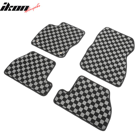 For 12-18 Ford Focus Sedan Floor Mats Non-Slip Carpet Checkered Black Gray Plaid