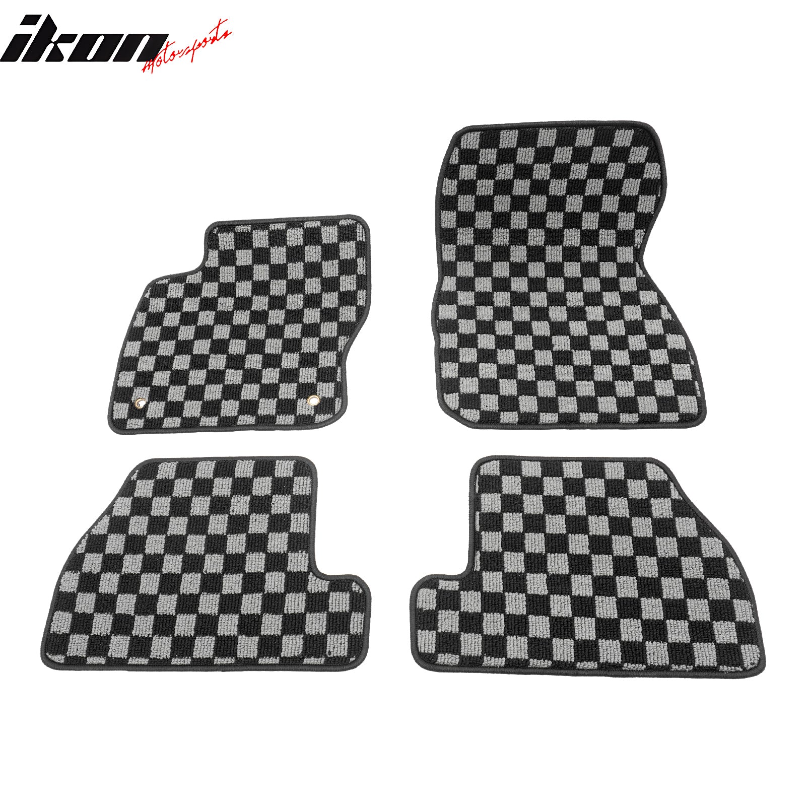 For 12-18 Ford Focus Sedan Floor Mats Non-Slip Carpet Checkered Black Gray Plaid