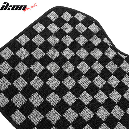For 12-18 Ford Focus Sedan Floor Mats Non-Slip Carpet Checkered Black Gray Plaid