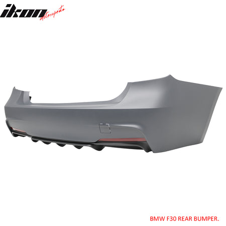 Fits 12-18 BMW F30 M Sport M Performance Rear Bumper Cover Single Muffler Outlet