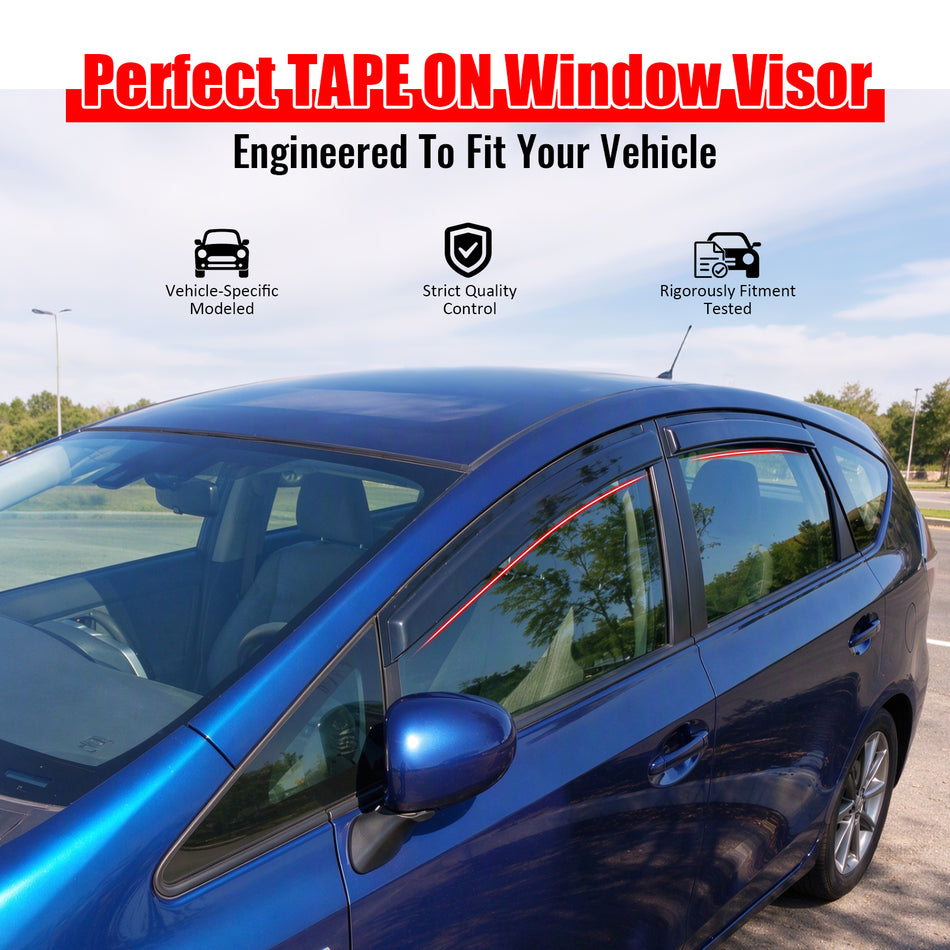Fit 2012-2018 Toyota Prius V Slim Style Acrylic Smoke Tinted Window Visors