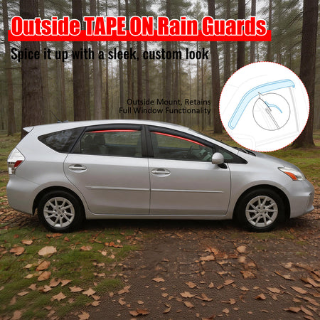 Fits 12-18 Toyota Prius V 4PCS Window Visors Air Deflector Rain Guard Tape-On