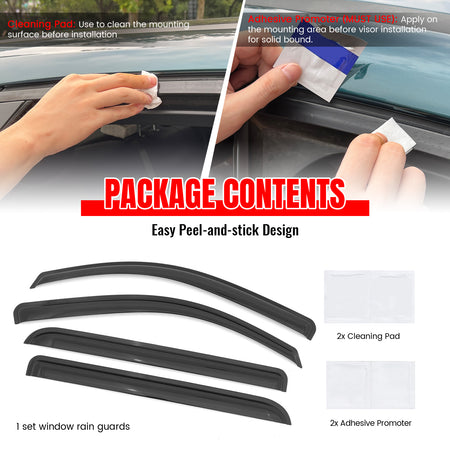 Fits 12-18 Toyota Prius V 4PCS Window Visors Air Deflector Rain Guard Tape-On