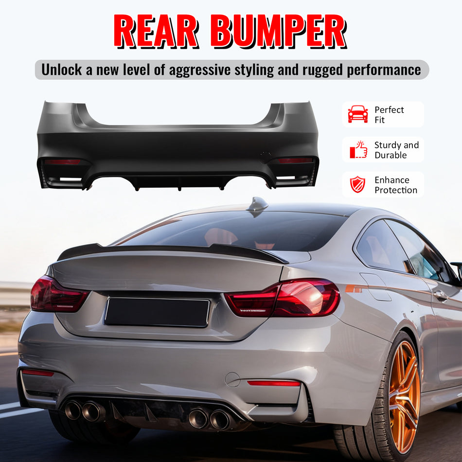 Fits 12-19 BMW F30 3-Series Sedan M3 M4 Style Rear Bumper Cover Replacement PP