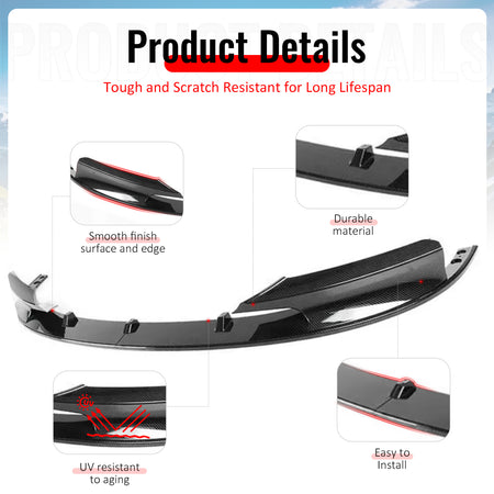 Fits 12-19 BMW F30 F31 3 Series M Sport Front Bumper Lip Carbon Fiber Print ABS
