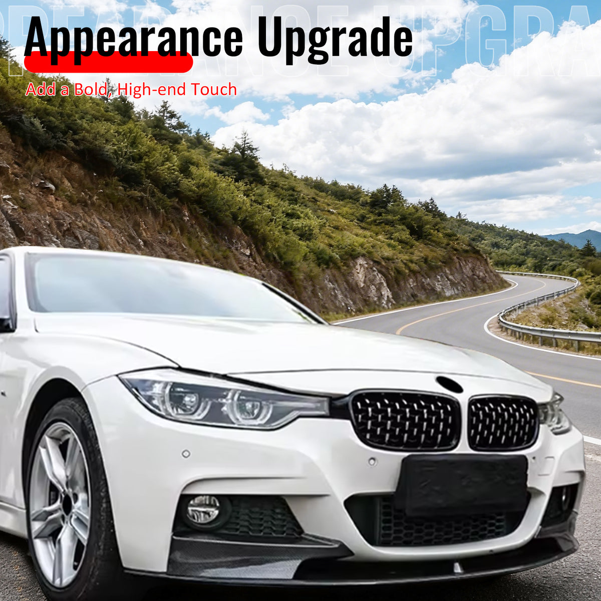 Fits 12-19 BMW F30 F31 3 Series M Sport Front Bumper Lip Carbon Fiber Print ABS