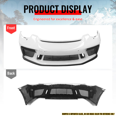 Fits 12-19 Porsche 911 GT3 Style Front Bumper Cover w/ DRL Upgrade 991 to 991.2