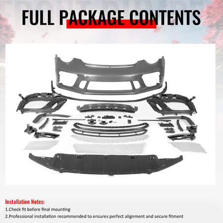 Fits 12-19 Porsche 911 GT3 Style Front Bumper Cover w/ DRL Upgrade 991 to 991.2