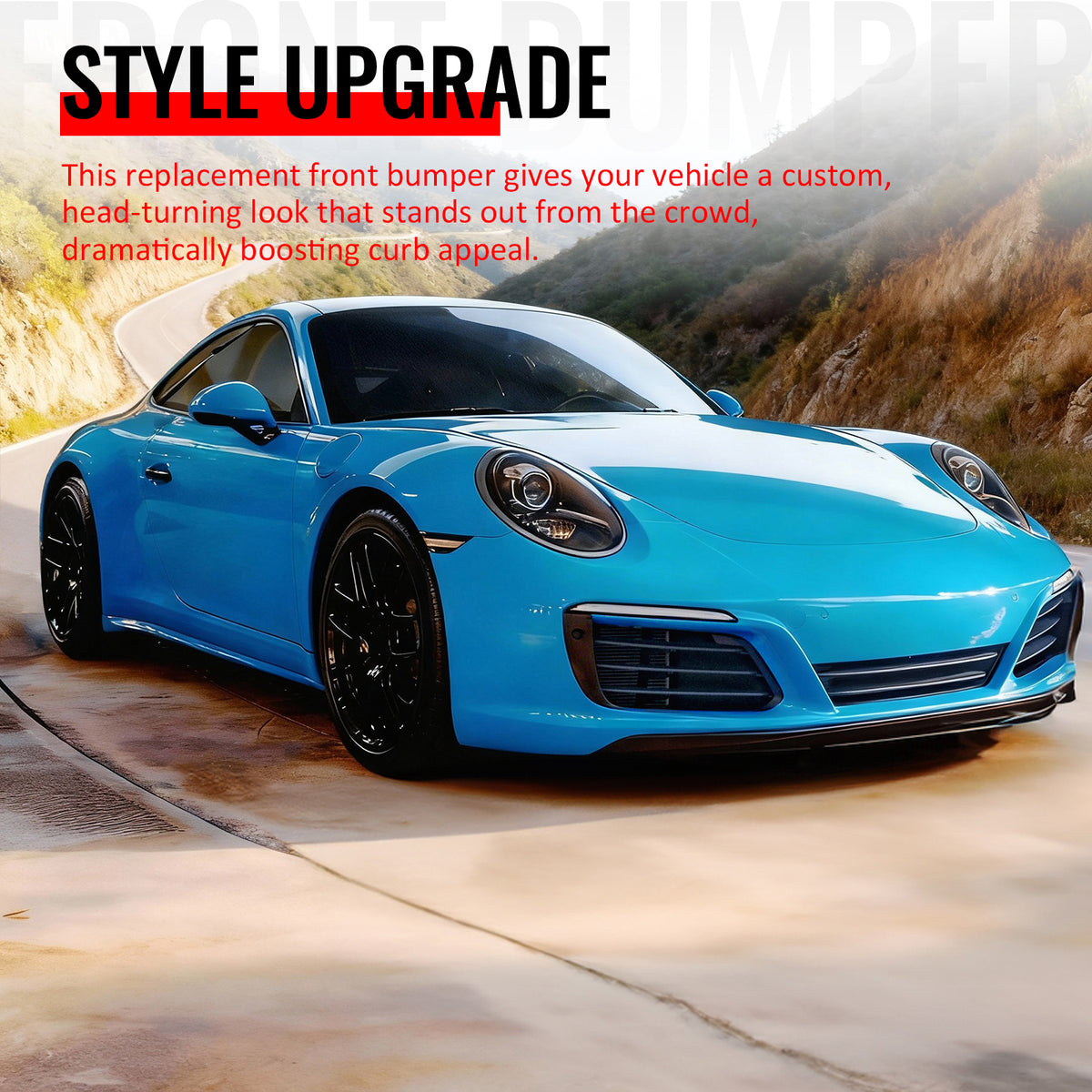 Fits 12-19 Porsche 911 OE Style Front Bumper Cover w/ DRL Upgrade 991.1 to 991.2