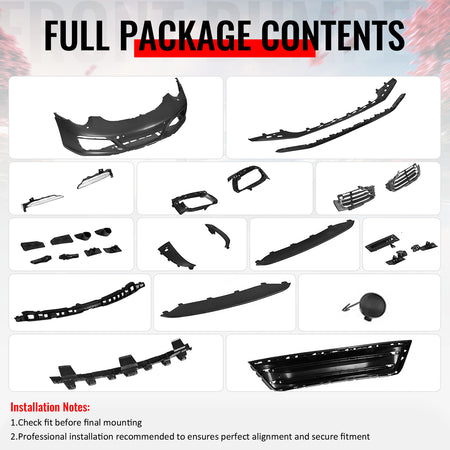 Fits 12-19 Porsche 911 OE Style Front Bumper Cover w/ DRL Upgrade 991.1 to 991.2