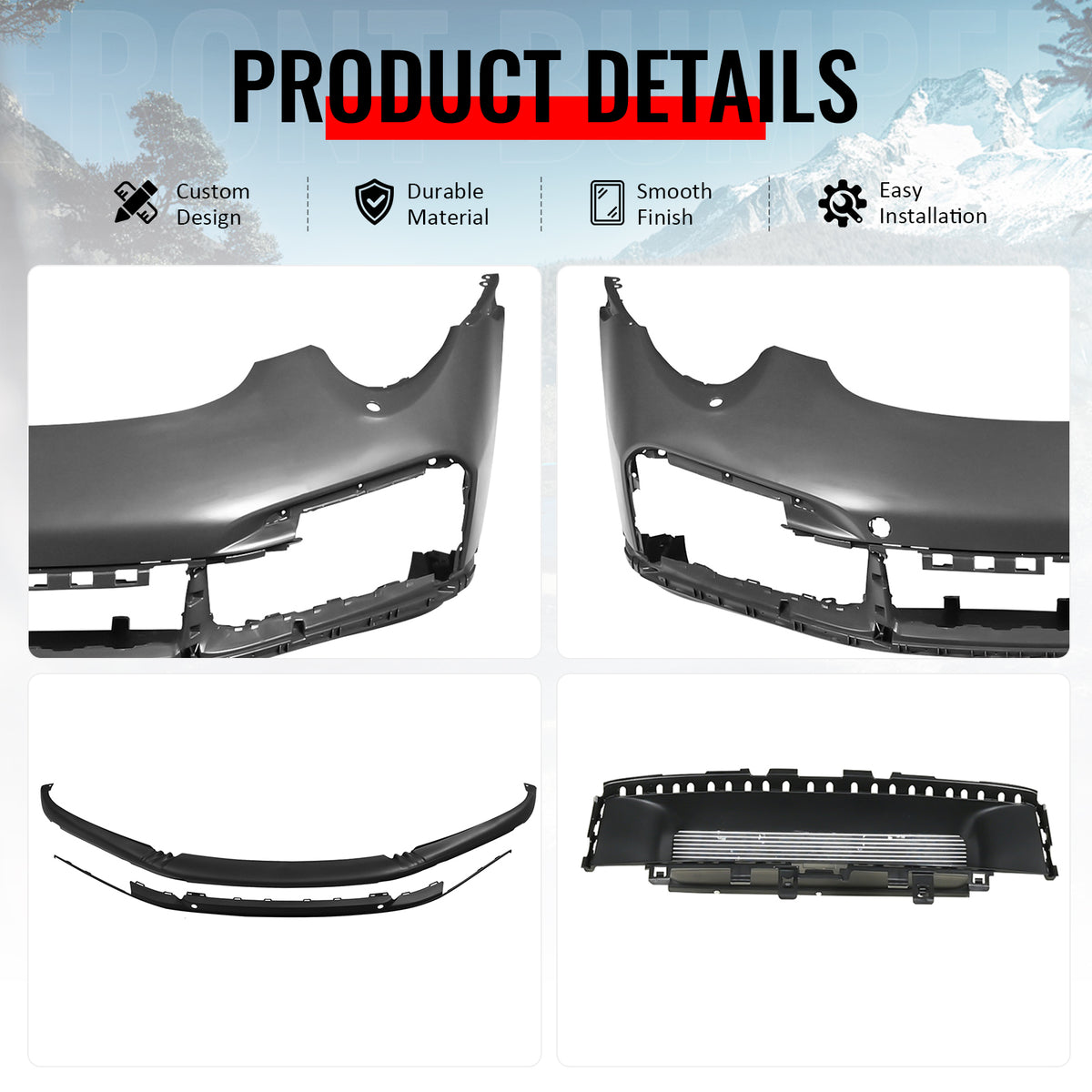 For 12-19 Porsche 911 Turbo SD Style Front Bumper Cover + DRL Upgrade 991 to 992