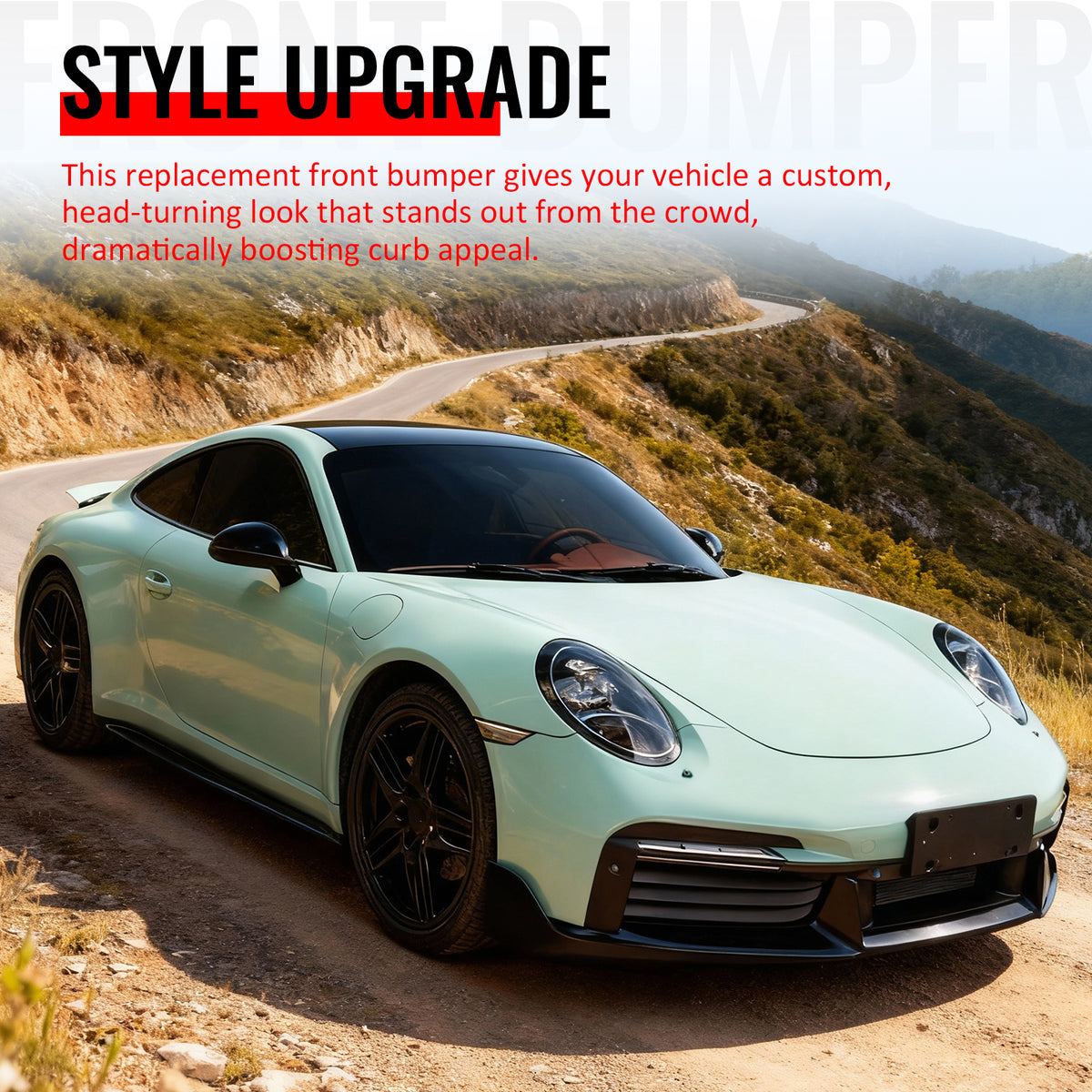 For 12-19 Porsche 911 Turbo SD Style Front Bumper Cover + DRL Upgrade 991 to 992