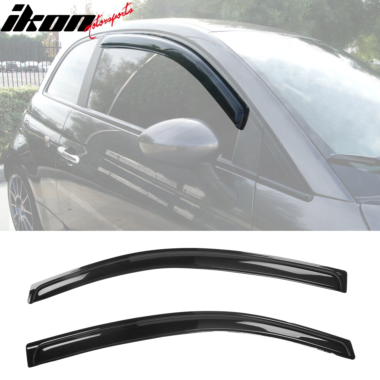 IKON MOTORSPORTS Tape On Window Visors Compatible with 2012-2019
