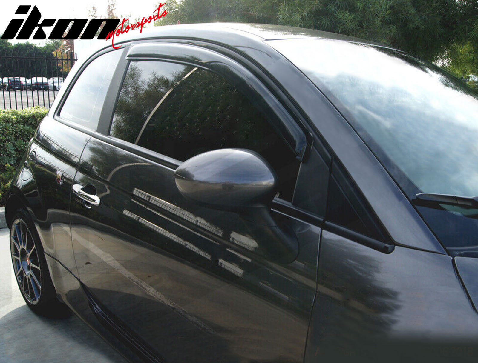 Fits 12-19 Fiat 500 2PCS Side Window Visors Sun Rain Vent Guard