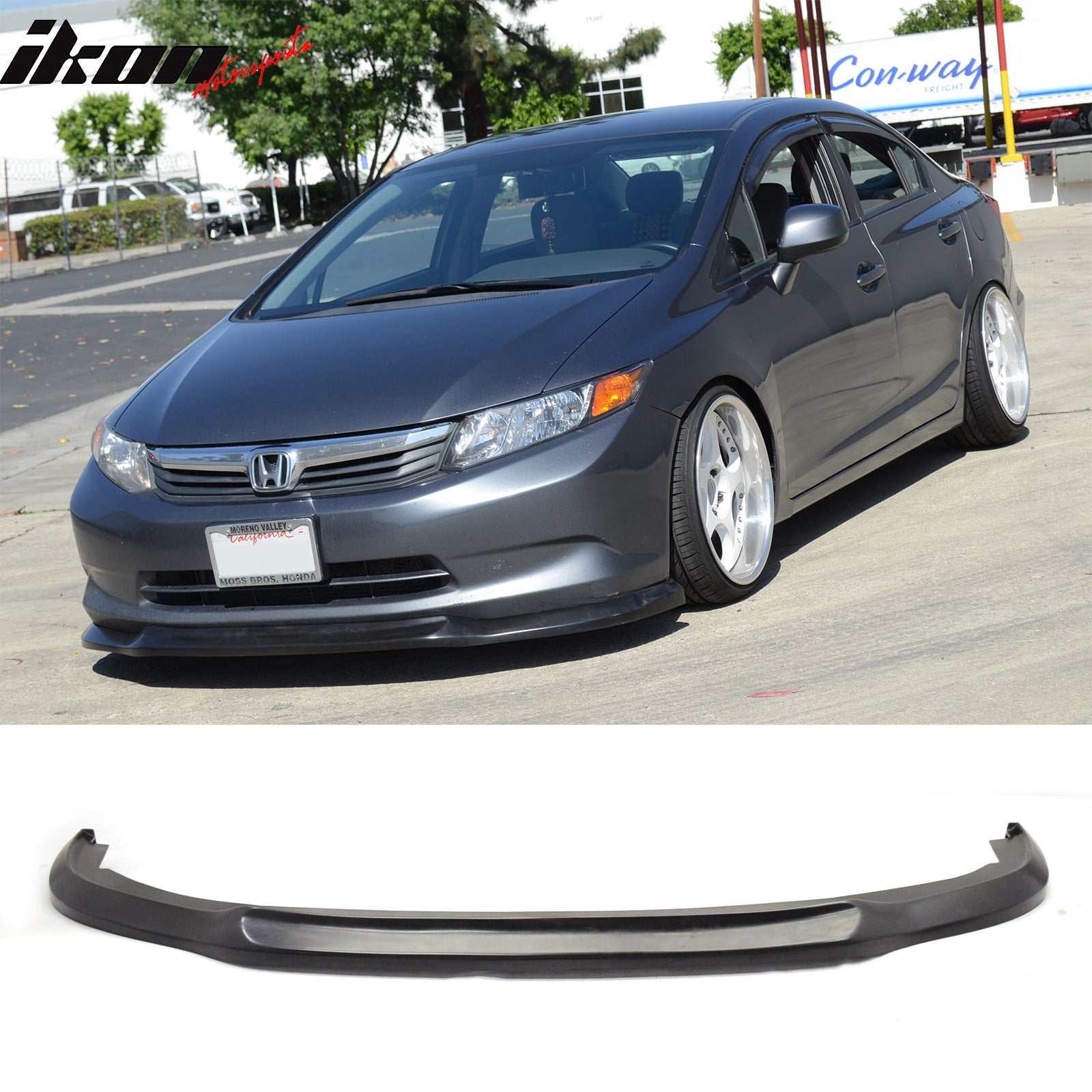 2012 Honda Civic Bumper Front Bumper Lip Compatible With 2012 Honda Civic, Black PU Front Lip