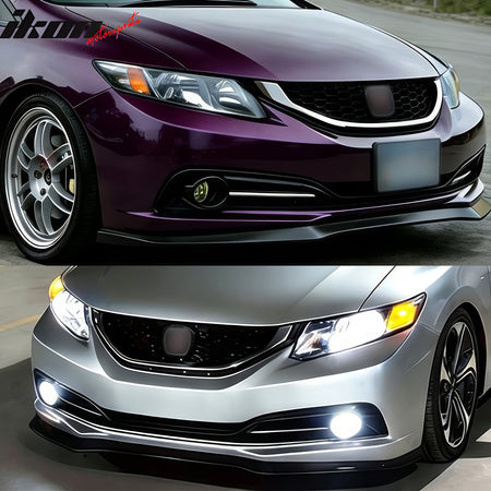 For 13-15 Honda Civic Sedan GT Style Front Bumper Lip Spoiler Gloss Black PP 3PC