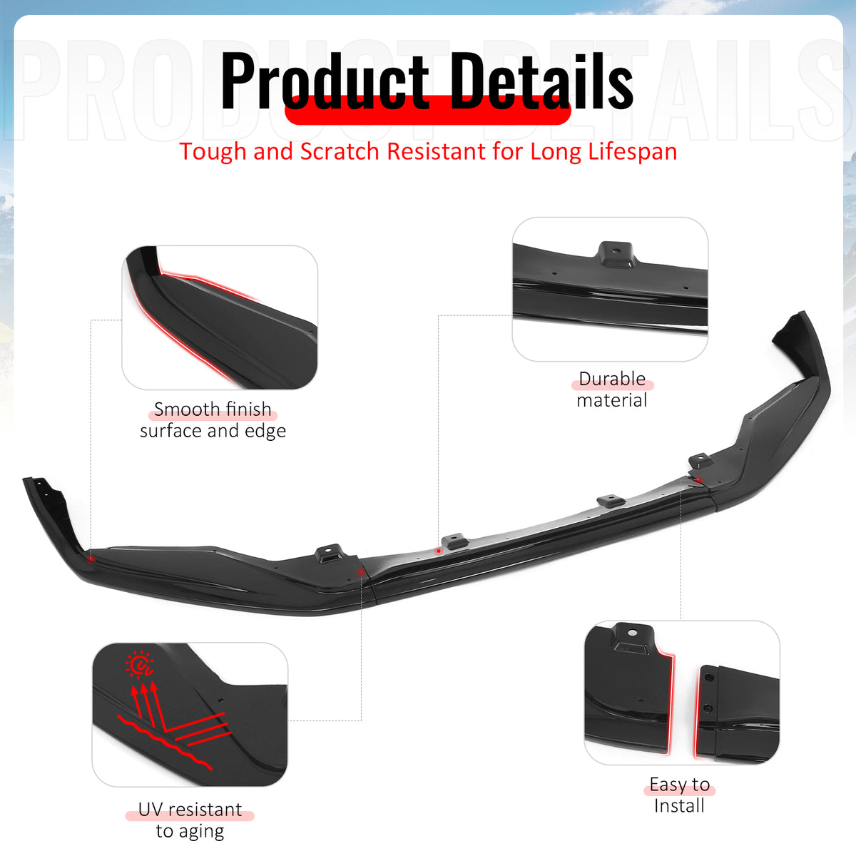 For 13-15 Lexus GS350/GS450h F Sport IKON Style Front Bumper Lip Gloss Black 3PC
