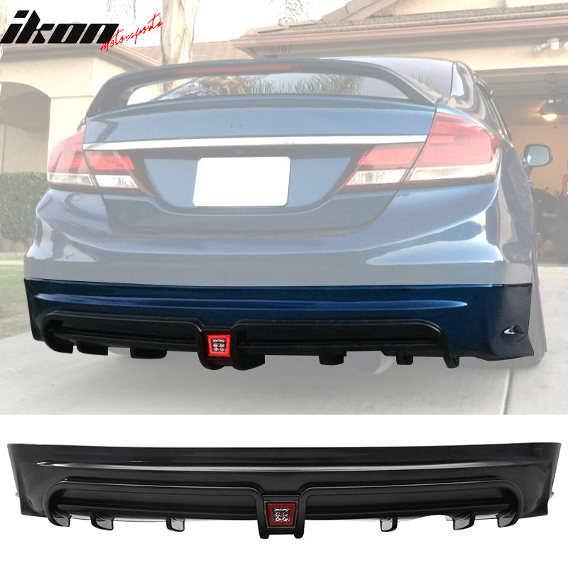 Fits 13-15 Civic Sedan Mugen RR Rear Bumper Lip w/ Red 3rd Brake Light