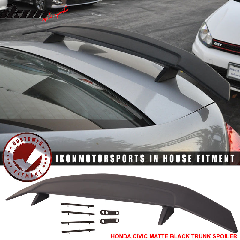 2013-2015 Honda Civic 4Dr Sedan Matte Black Rear Trunk Spoiler ABS