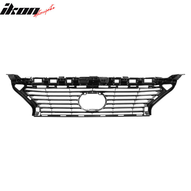 IKON MOTORSPORTS Front Upper Grille, Compatible with 2013-2015 Lexus ES300H & ES350, OE Style Silver ABS Replacement Front Bumper Hood Grill