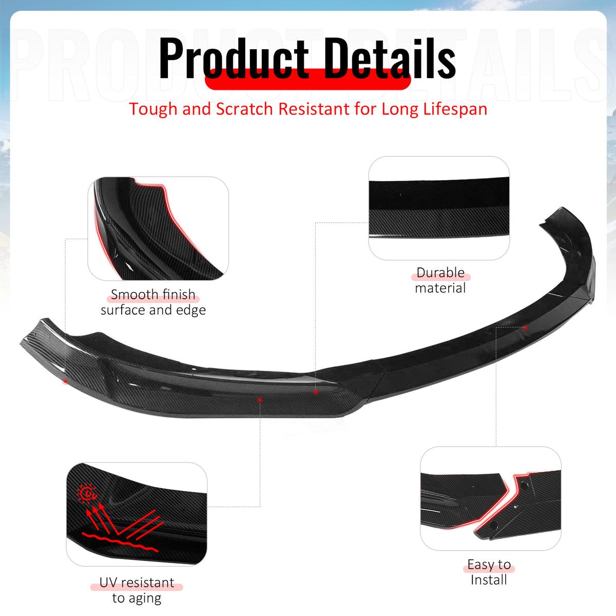 Fits 13-16 Genesis Coupe KS PP Front Bumper Lip Chin Spoiler Carbon Fiber Print