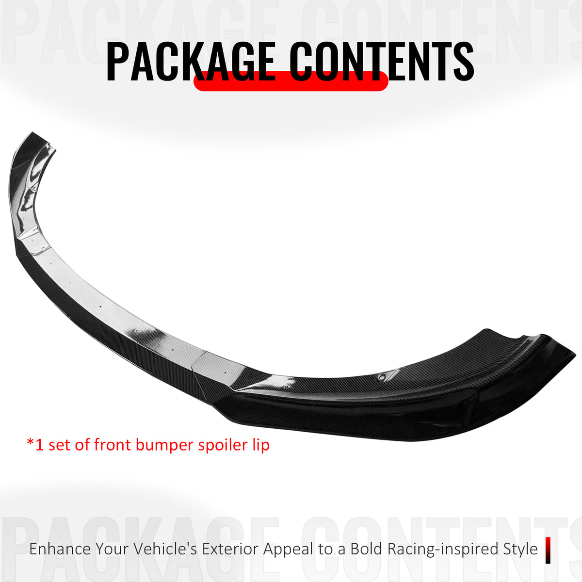 Fits 13-16 Genesis Coupe KS PP Front Bumper Lip Chin Spoiler Carbon Fiber Print