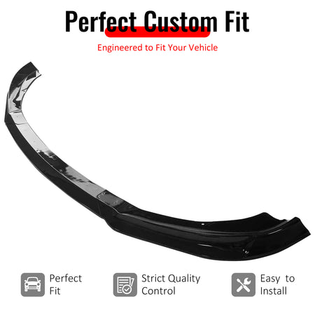 IKON MOTORSPORTS Front Bumper Lip, Compatible with 2013-2016 Hyundai Genesis Coupe All Models, KS Style Gloss Black PP Add-on Air Dam Chin Spoiler Protector Splitter 3PCS