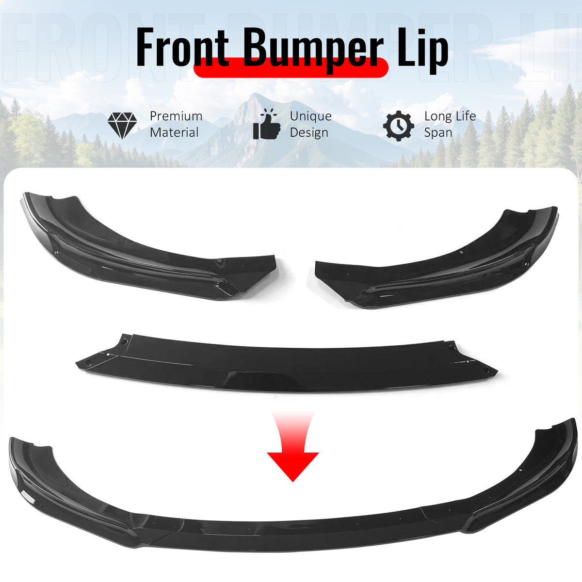 Fits 13-16 Hyundai Genesis Coupe KS PP Front Bumper Lip Chin Spoiler Gloss Black