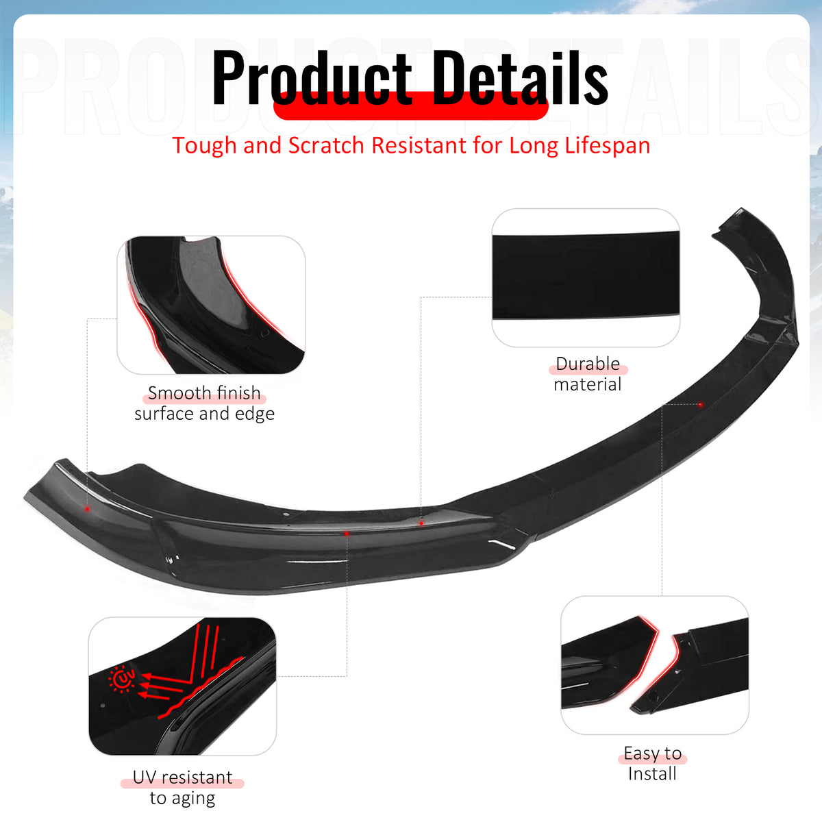 Fits 13-16 Hyundai Genesis Coupe KS PP Front Bumper Lip Chin Spoiler Gloss Black
