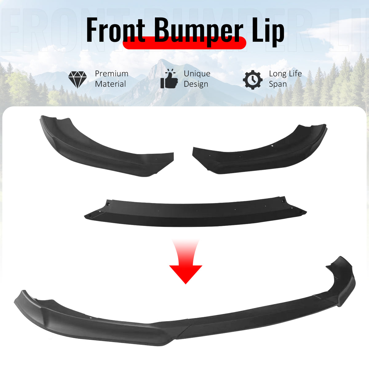 Fits 13-16 Hyundai Genesis Coupe KS PP Front Bumper Lip Chin Spoiler Matte Black