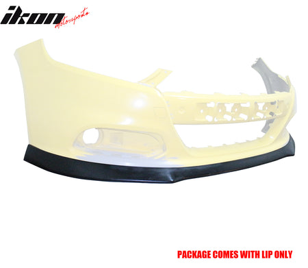 IKON MOTORSPORTS Front Bumper Lip, Compatible with 2013-2016 Dodge Dart, IKON Style Unpainted Black PU Polyurethane Air Dam Chin Spoiler Protector Splitter