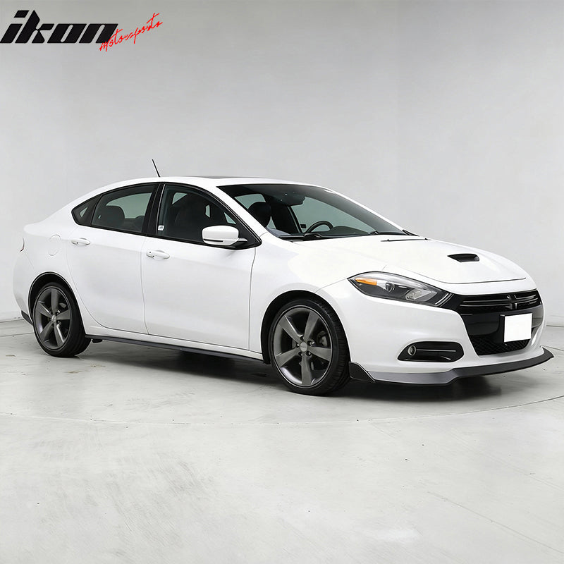 IKON MOTORSPORTS Front Bumper Lip, Compatible with 2013-2016 Dodge Dart, IKS Style PU Polyurethane Unpainted Black Air Dam Chin Spoiler Protector Splitter 1PC Body Kit