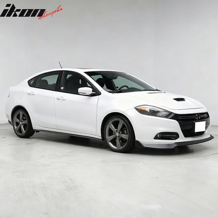 IKON MOTORSPORTS Front Bumper Lip, Compatible with 2013-2016 Dodge Dart, IKS Style PU Polyurethane Unpainted Black Air Dam Chin Spoiler Protector Splitter 1PC Body Kit