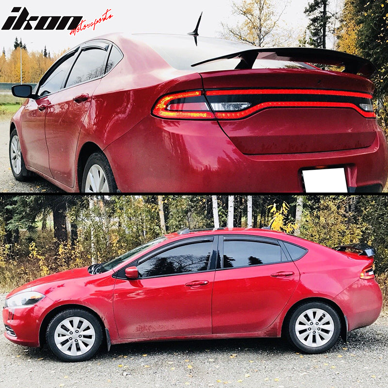 Fits 13-16 Dodge Dart Rear Trunk Spoiler 2 Post Tail Wing Deck Lip Gloss Black