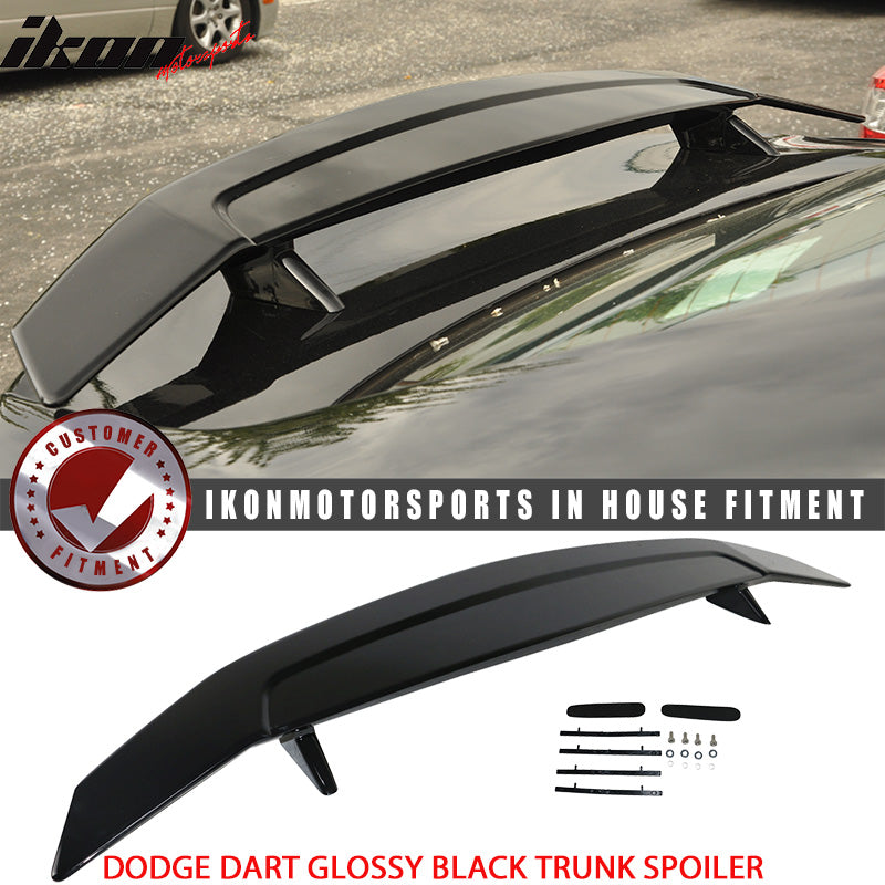 2013-2016 Dodge Dart 2 Post Glossy Black Rear Trunk Spoiler ABS