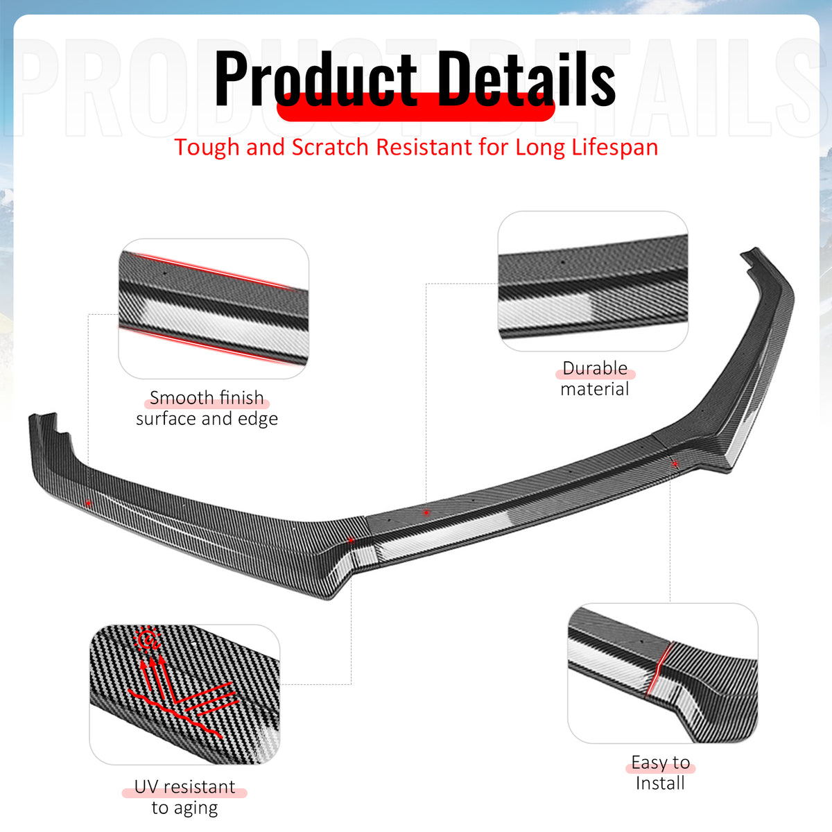 Fits 13-16 Subaru BRZ CS Style Front Bumper Lip Chin Splitter Carbon Fiber Print