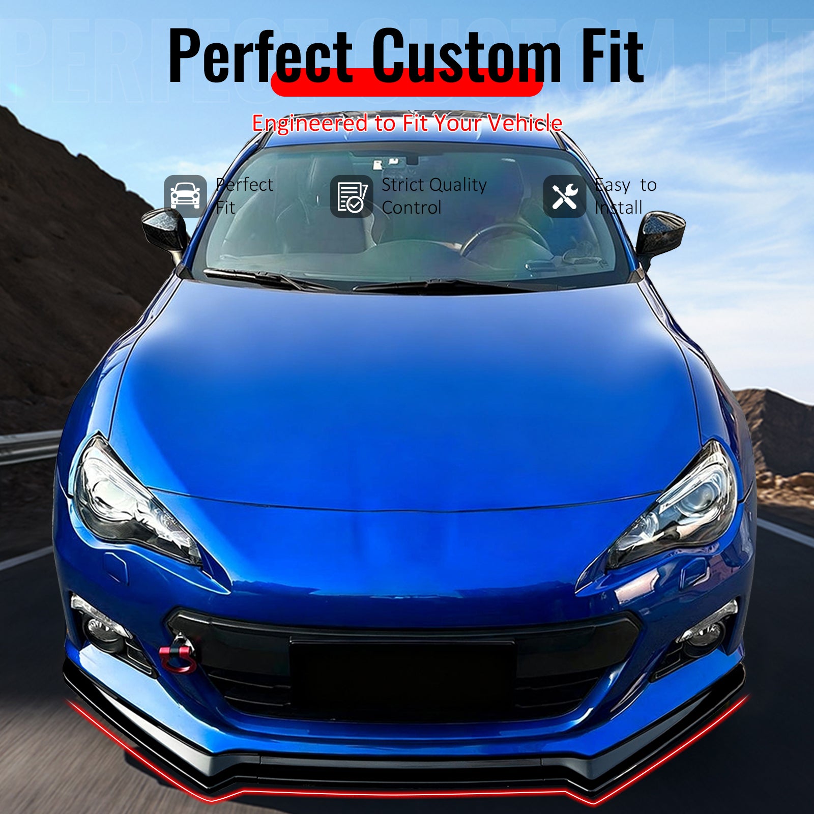 IKON MOTORSPORTS Front Bumper Lip, Compatible with 2013-2016 Subaru BRZ, CS Style Gloss Black PP Injection Added-on Air Dam Chin Spoiler Protector Splitter 3PCS