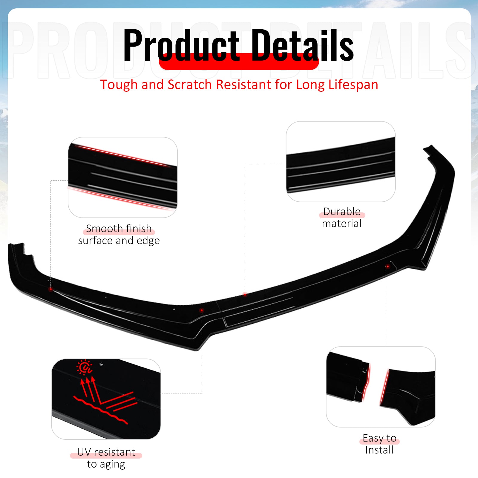 Fits 13-16 Subaru BRZ CS Style Front Bumper Lip Chin Splitter PP Gloss Black