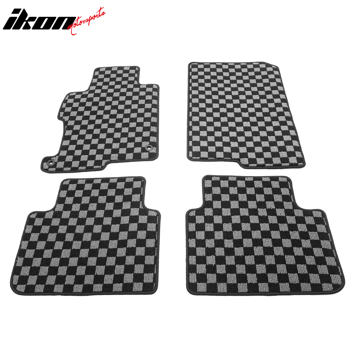 Fits 13-17 Honda Accord Floor Mats Non-Slip Carpets Checkered Black Gray Plaid