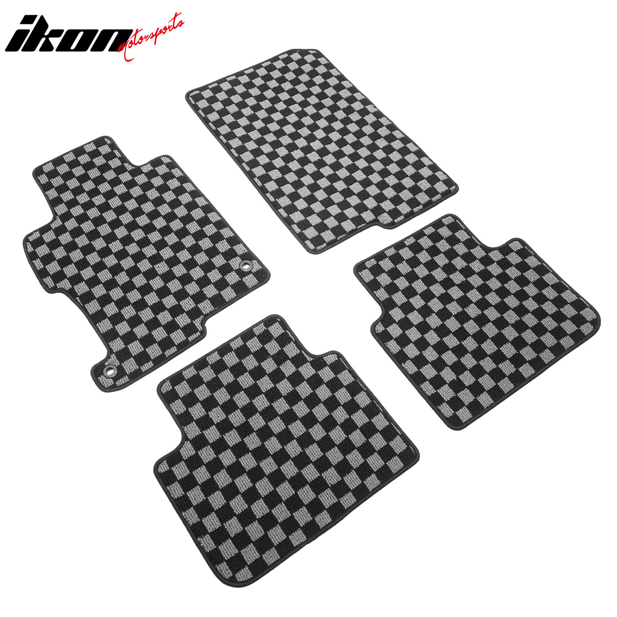 Fits 13-17 Honda Accord Floor Mats Non-Slip Carpets Checkered Black Gray Plaid