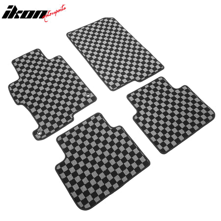 Fits 13-17 Honda Accord Floor Mats Non-Slip Carpets Checkered Black Gray Plaid