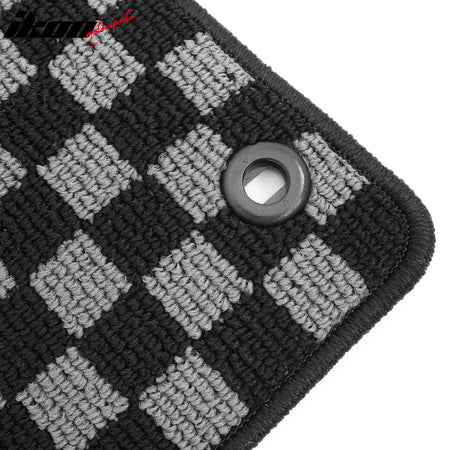 Fits 13-17 Honda Accord Floor Mats Non-Slip Carpets Checkered Black Gray Plaid