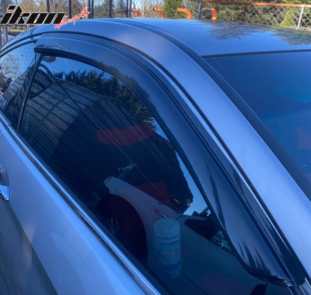 IKON MOTORSPORTS Window Visor Compatible with 2013-2017 Honda Accord 2Dr, Acrylic Smoke Tinted 2PCS Sun Rain Shade Guard Wind Vent Air Deflector