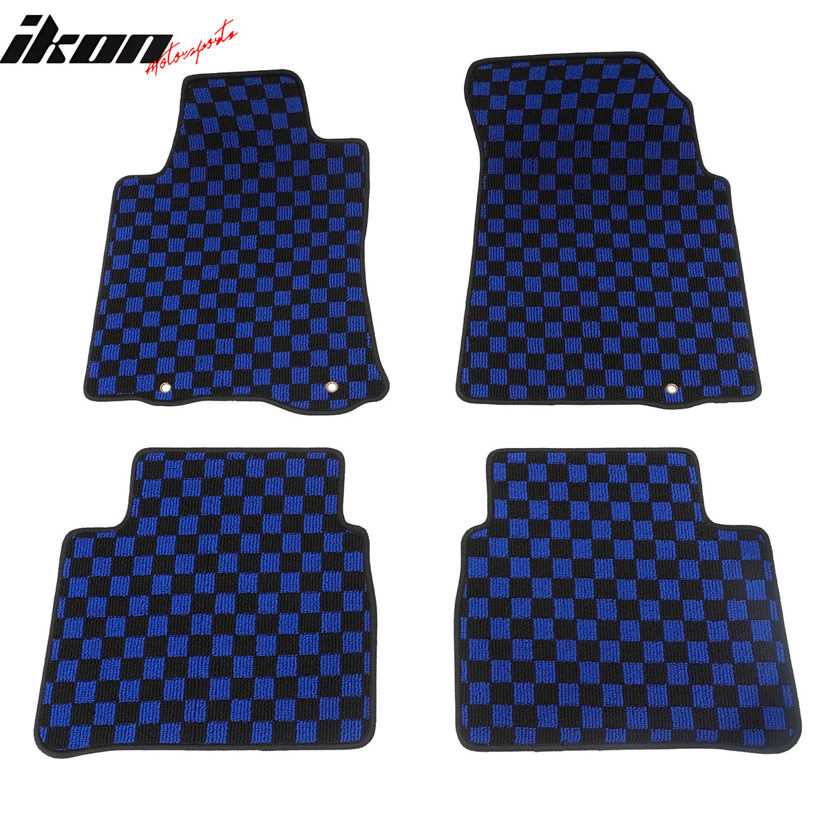 Fits 13-18 Nissan Altima Sedan Car Floor Mats Checkered Carpets Black Blue Plaid